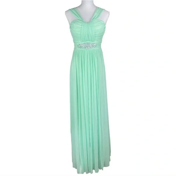 b darlin dresses green b. darlin teal strappy back satin gown – The SheShop (Birmingham) main image 0